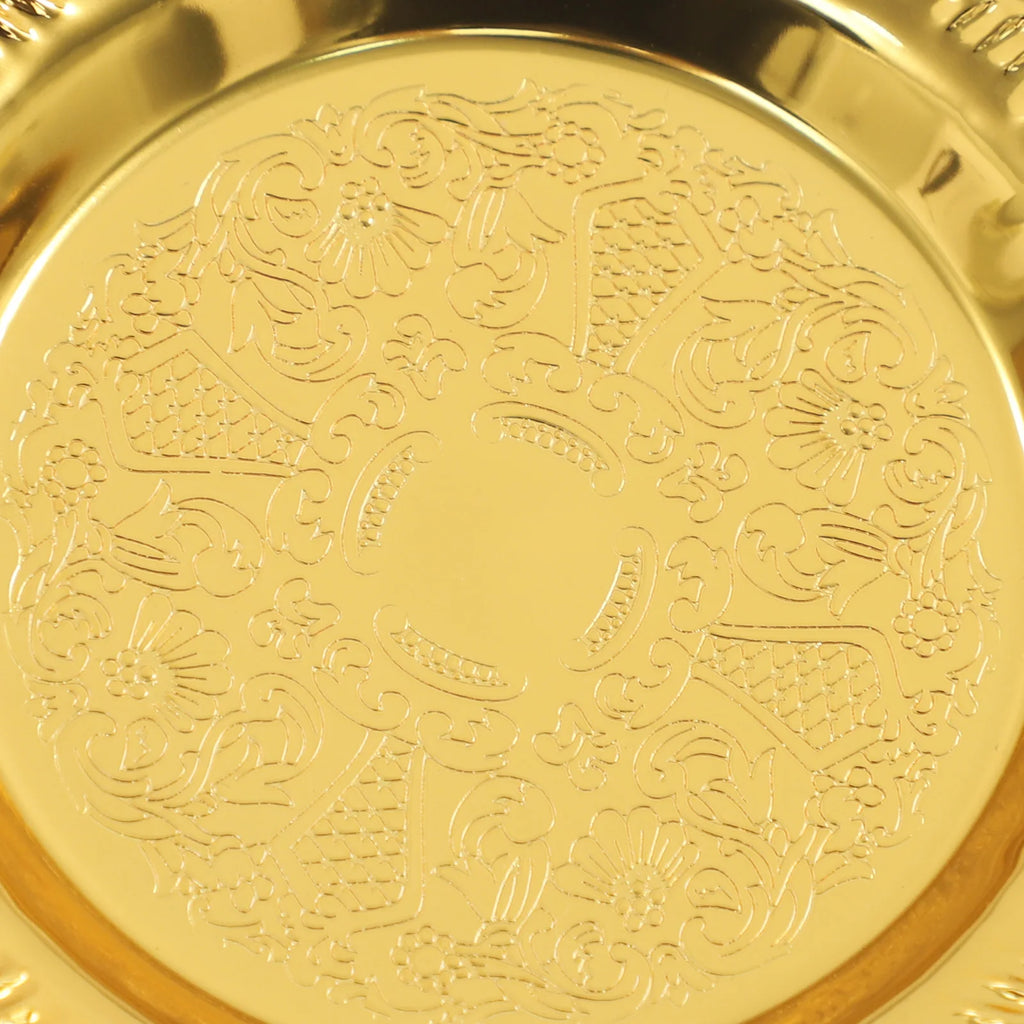 6PCS Gold/Silver Serving Tray Round Metal Snack Plate Restaurant Tray Plate Jewelry Display Tray for Birthday Wedding Banquet