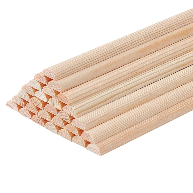 30Pcs Half Round Wood Sticks 13.8x0.3 inch Unfinished Wooden Dowels Strips 3.5mm Thick Wooden Round Dowel Rods Natural Wood