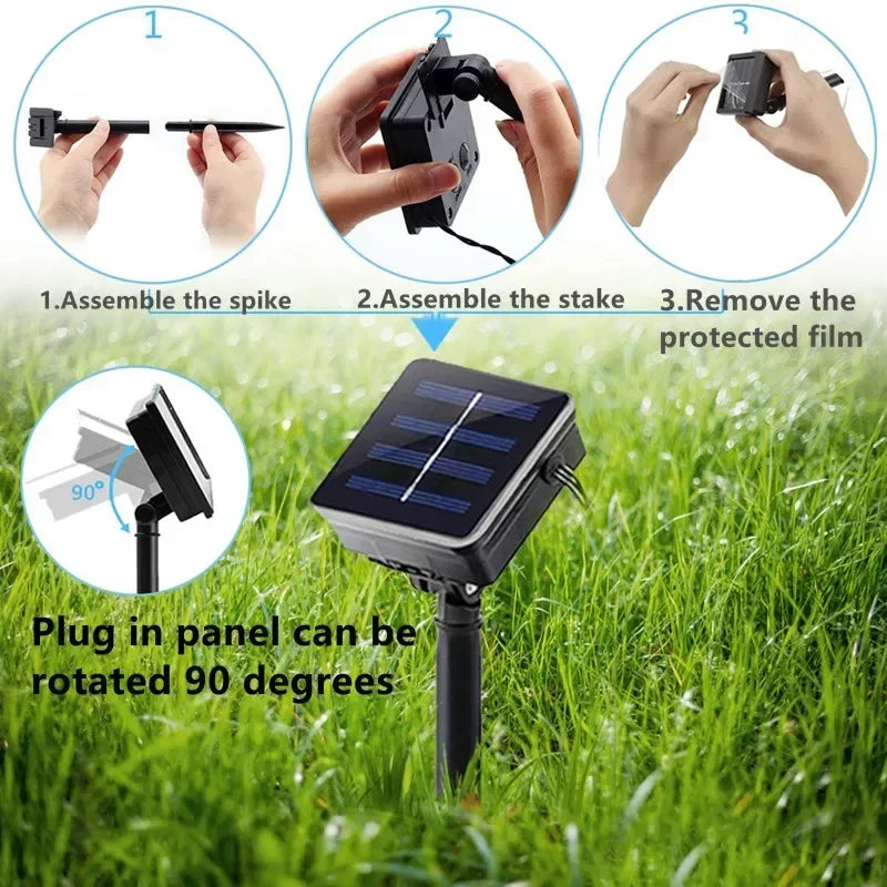 5/7/12m Solar String Light Outdoor LED Crystal Globe Light Solar Fairy Light Garden Light for Christmas Wedding Party Decoration