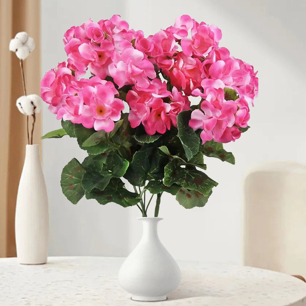 2/4Pcs 12.6inch Artificial Plant Silk Begonia Flower Geraniums UV Resistant Nonwoven Faux Flowers for Garden bonsai Floral Decor