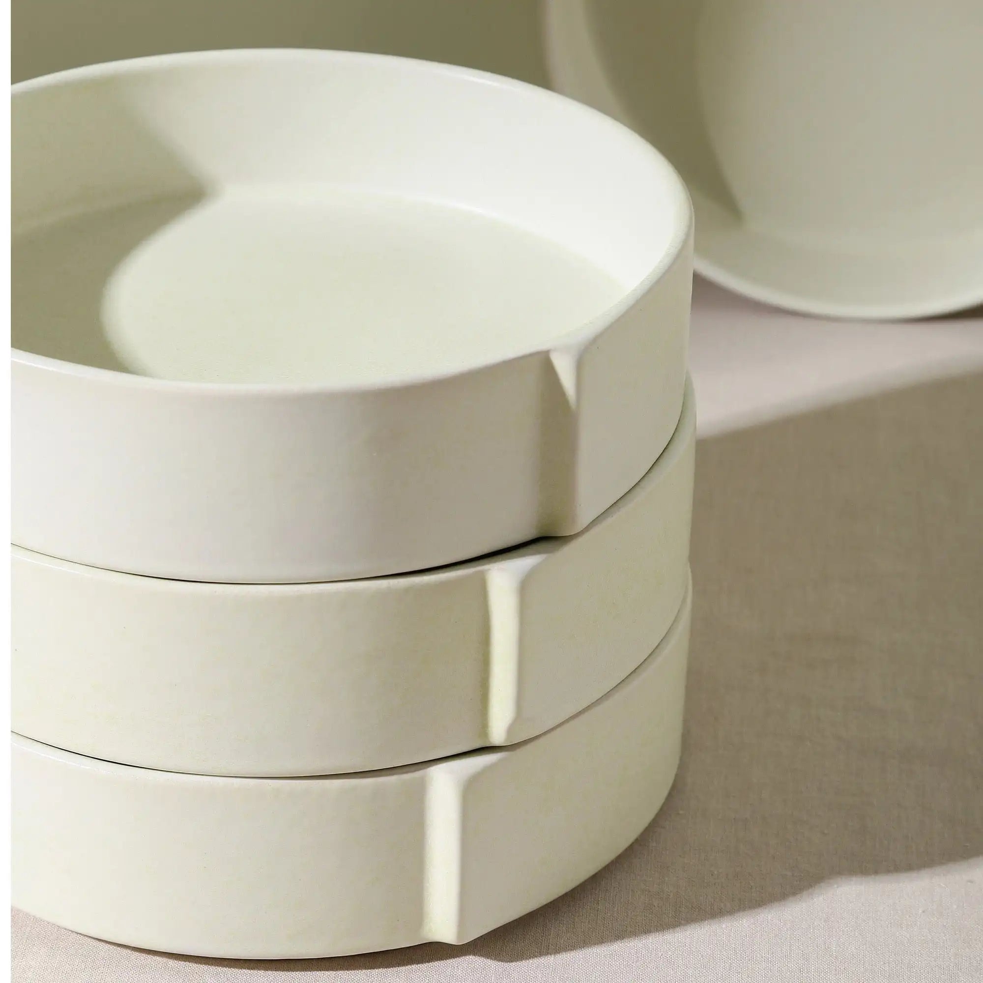 Bao Stoneware Pasta Bowls Set of 4, Beige, Durable Ceramic, Designed in New York, for Casual Dining & Gifting