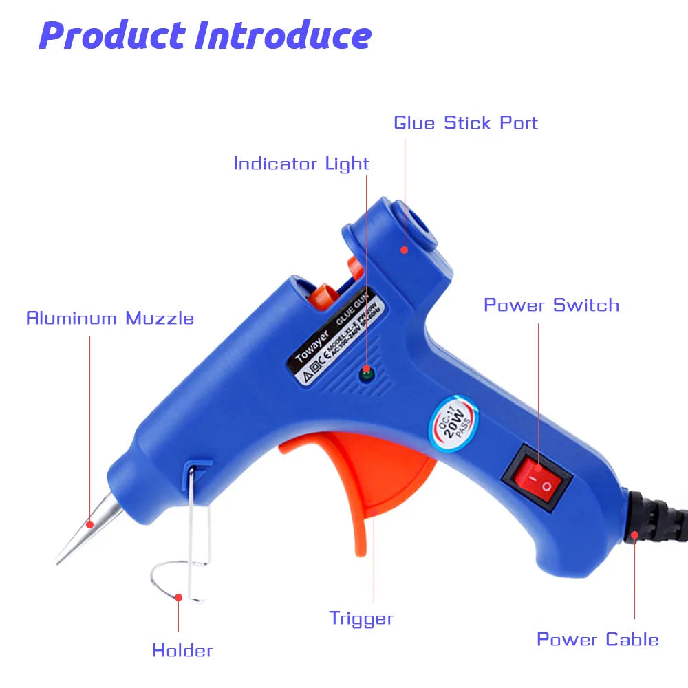 OIMG 20W Hot Melt Glue Gun Mini Household Industrial Guns Heat Temperature Thermo Electric Repair Tool Use 7mm Glue Sticks