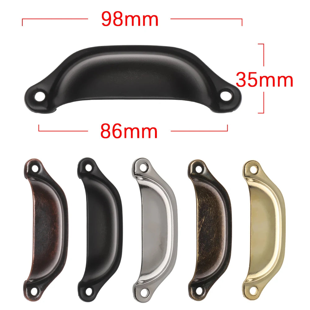 2Pcs Antique Brass Door Handle 98*35*16mm Shell Shape Wardrobe Cabinet Pulls Dresser Drawer Knob Kitchen Cupboard Fittings