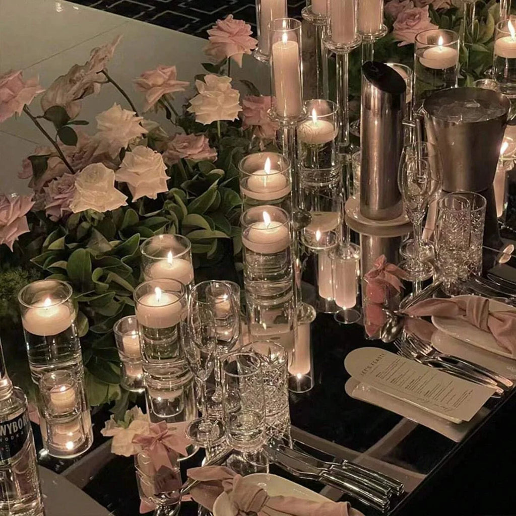 Cylinder Glass Cup Candlestick Wedding Transparent Candle Cup Holder Glass Vase Dining Table Candle Container Art Storage Jar