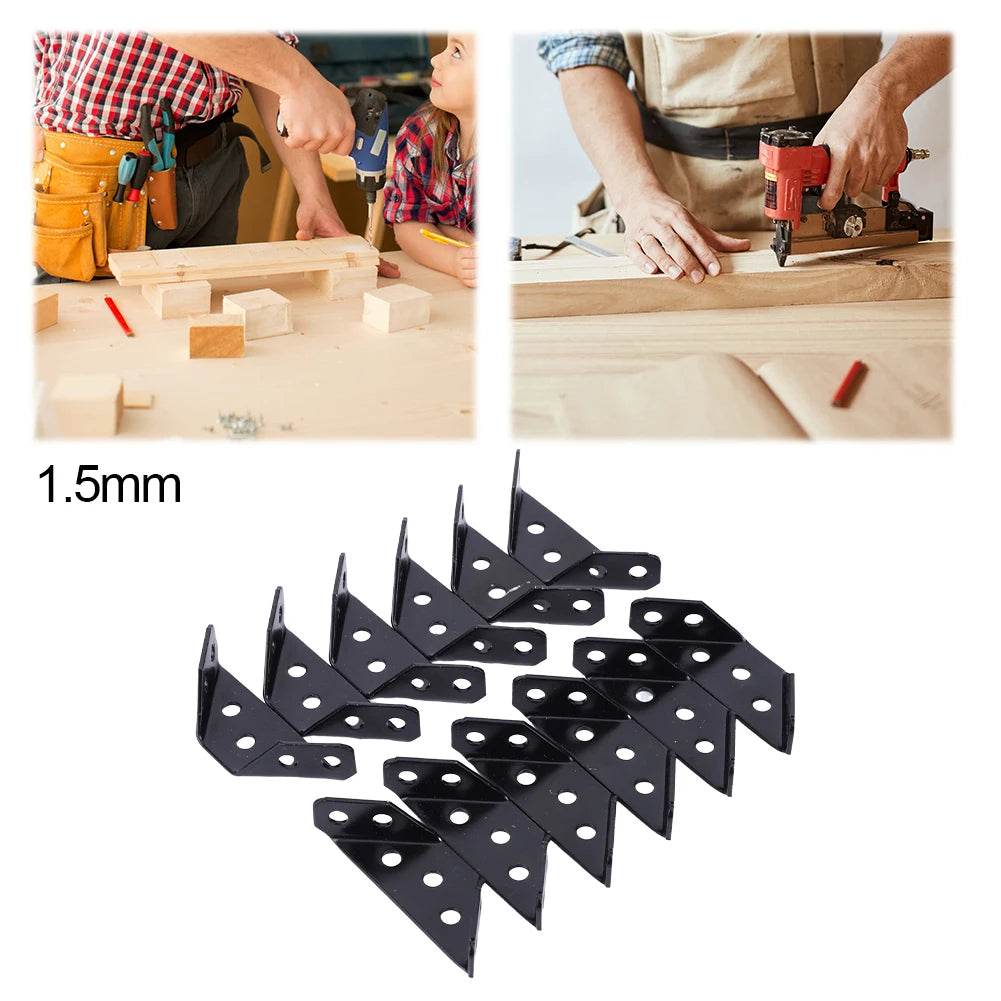 12 PCS Universal Furniture Corner Connectors Stainless Steel Corner Brace for Wood Furniture Drawer Cabinet Table Chair