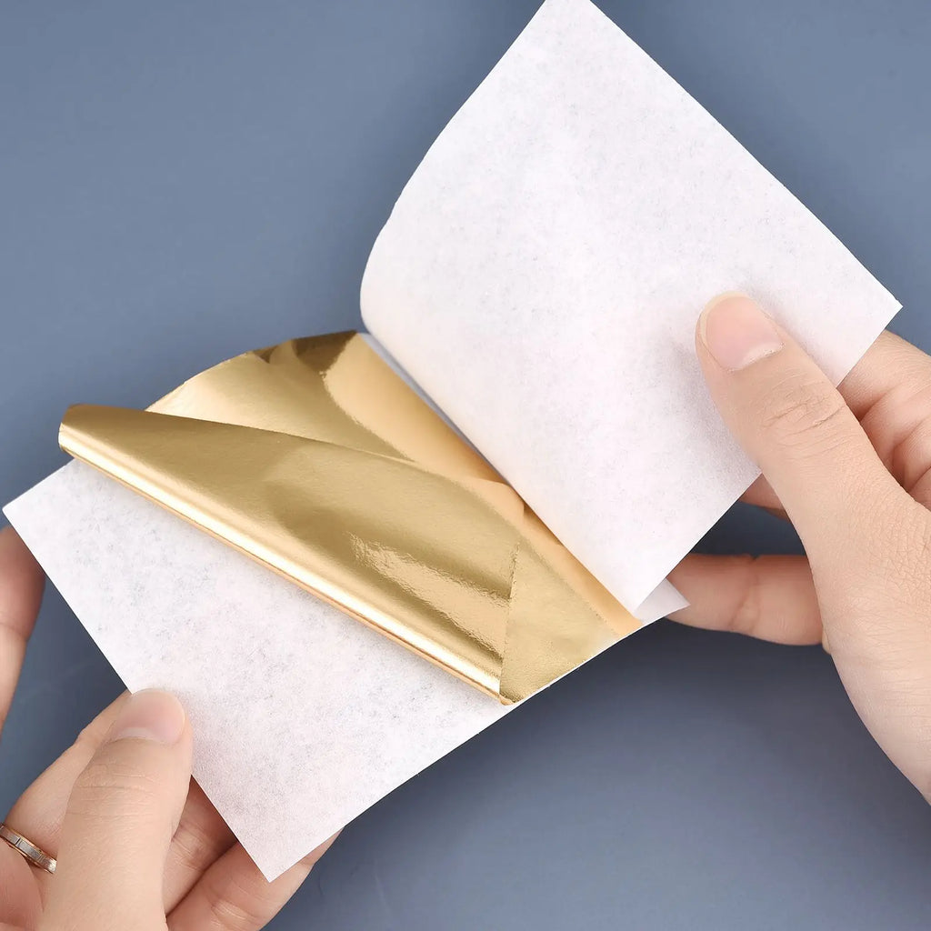 100pcs Imitation Gold Silver Foil Paper Leaf Gilding DIY Art Craft Paper Birthday Party Wedding Cake Dessert Decorations