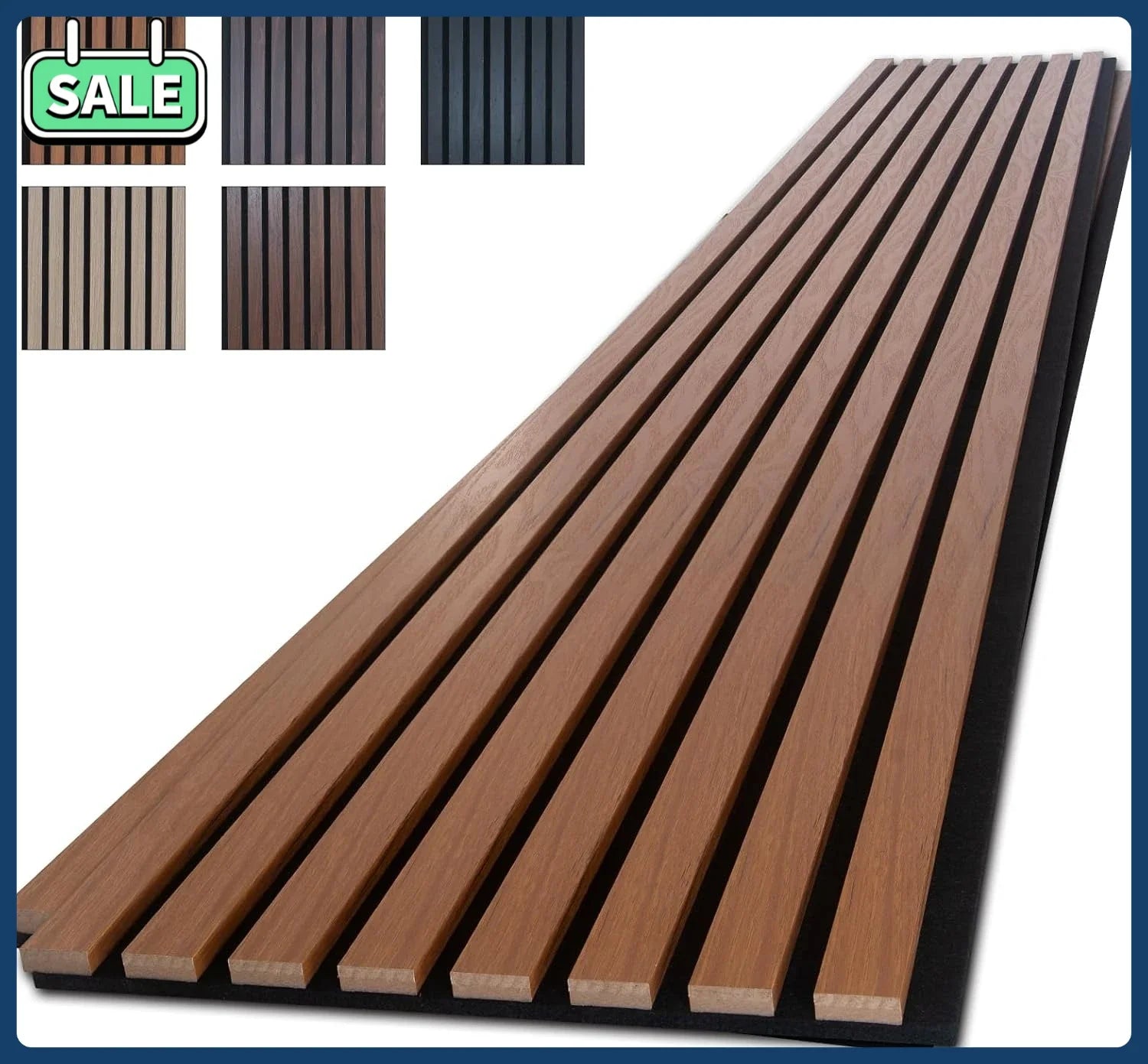 Soundproof Wood Slat Wall Panel for Interior Wall Decor Noise Cancelling, Acoustic Wood Panels for Wall, 4-Piece 96" x 12.6"