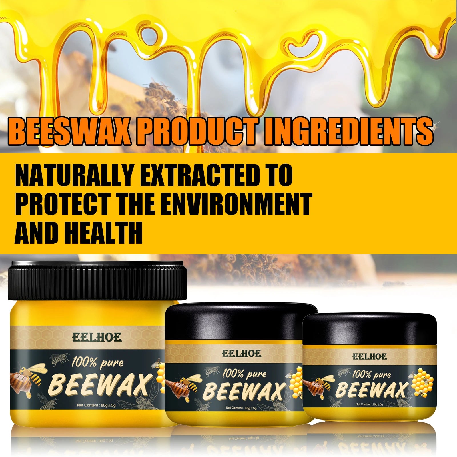 EELHOE Furniture Polishing Beeswax Beeswax Wood Seasoning Beewax Wooden Floor Cleaning Maintenance Polished Brighten Care Wax