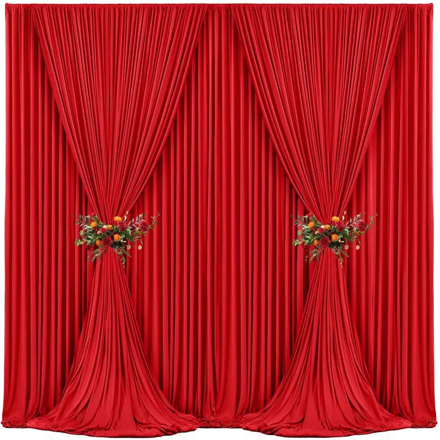 Panels Red Backdrop Curtains for Wedding Party Wrinkle Free Backdrops Curtain Drapes Fabric Decorations Photo Back Drop Cloth fo