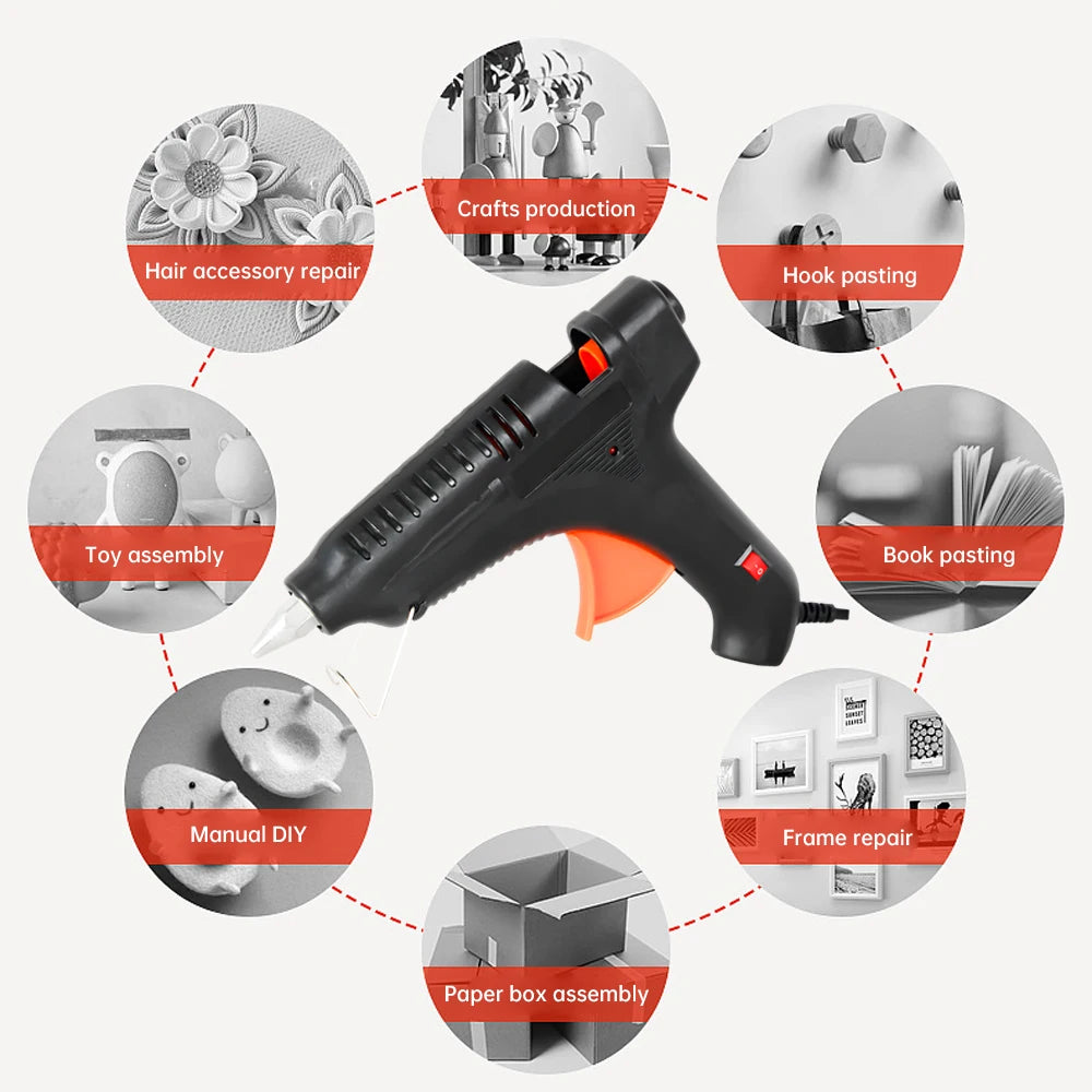 High Power Hot Melt Glue Gun Industrial Grade Glue Gun Hardware Tool Hot Melt Glue Gun 100W Black Color for 11mm Rubber Strip