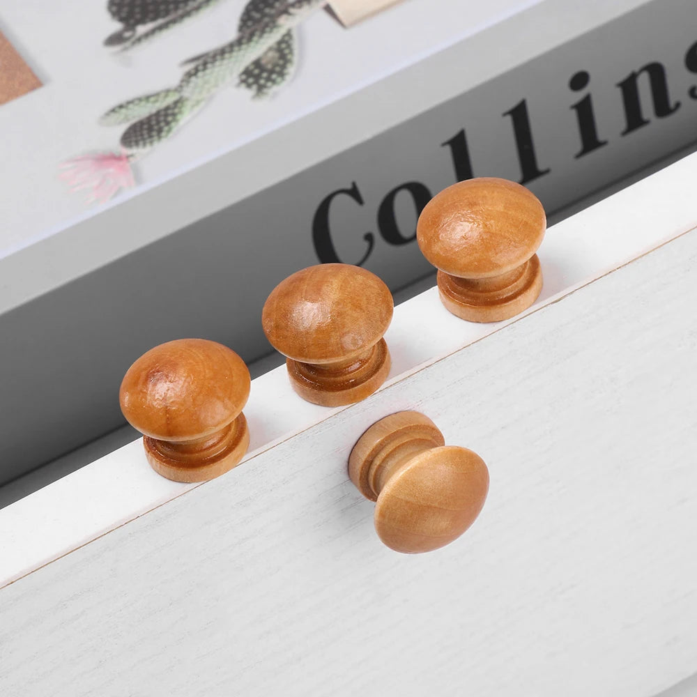 10pcs/Lot Round Natural Wooden Cabinet Pulls Round Shape Drawer Knob Door Handle Wardrobe Pulls Furniture Fitting Hardware