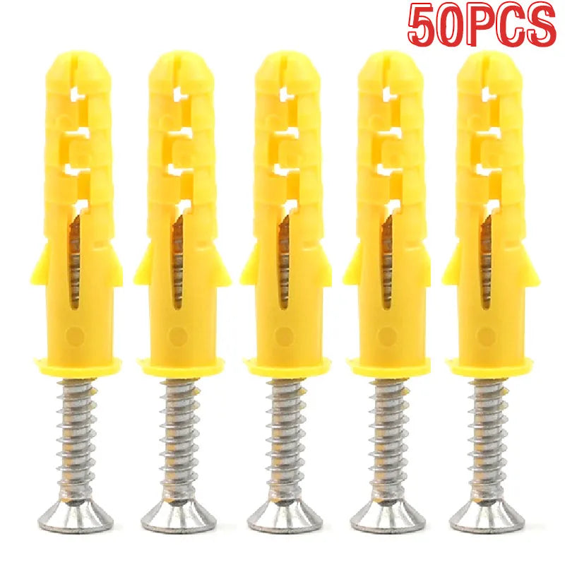 50-Set Drywall Anchor & Screw Assortment Kit Self-Tapping Screws Kit M6 & M8 Stainless Steel Expansion Screws Cross Tips Screws