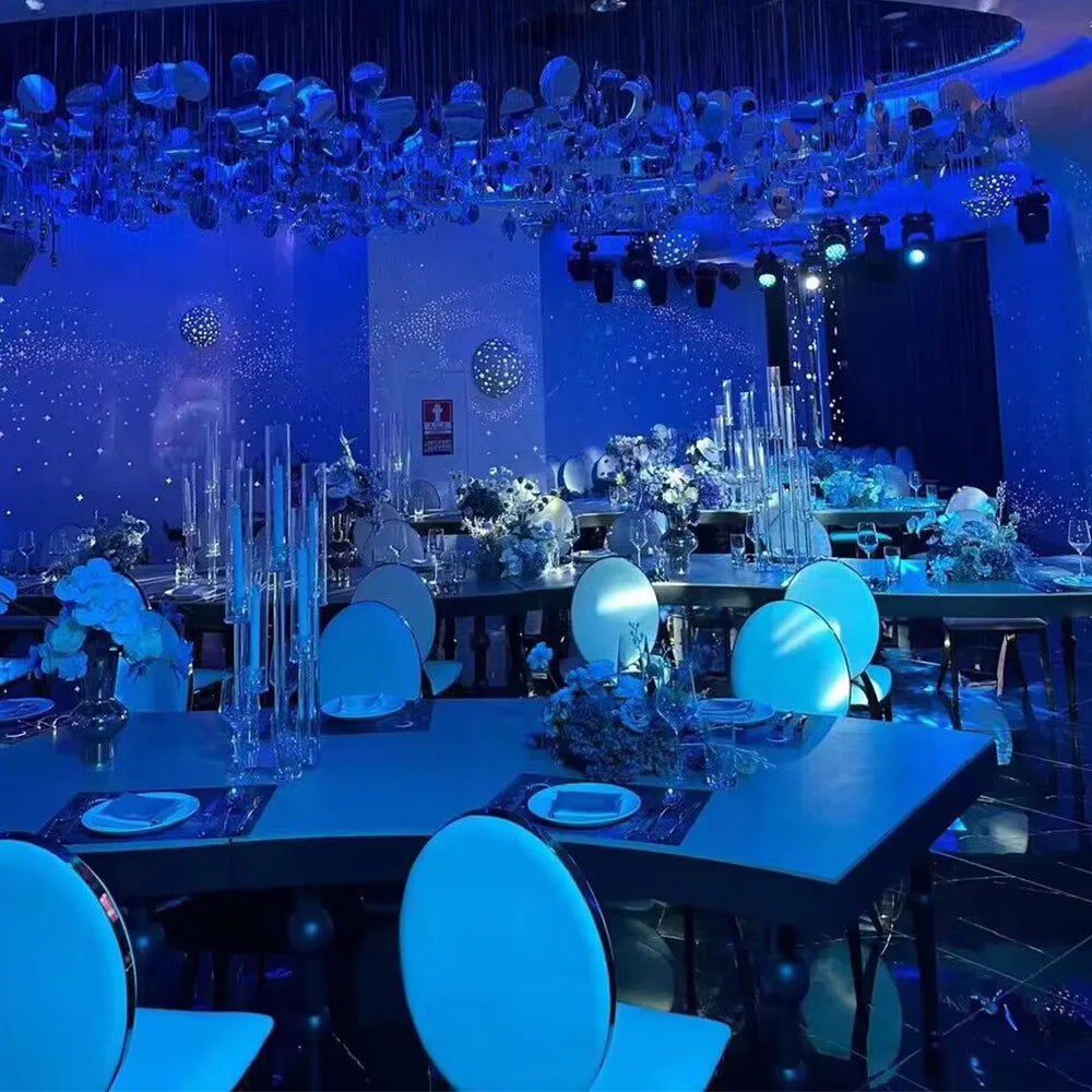 10pcs Acrylic Candelabra Centerpiece for Wedding, 5 Arm Clear Candlestick Holders with Removable Lampshade for Party Table Baby