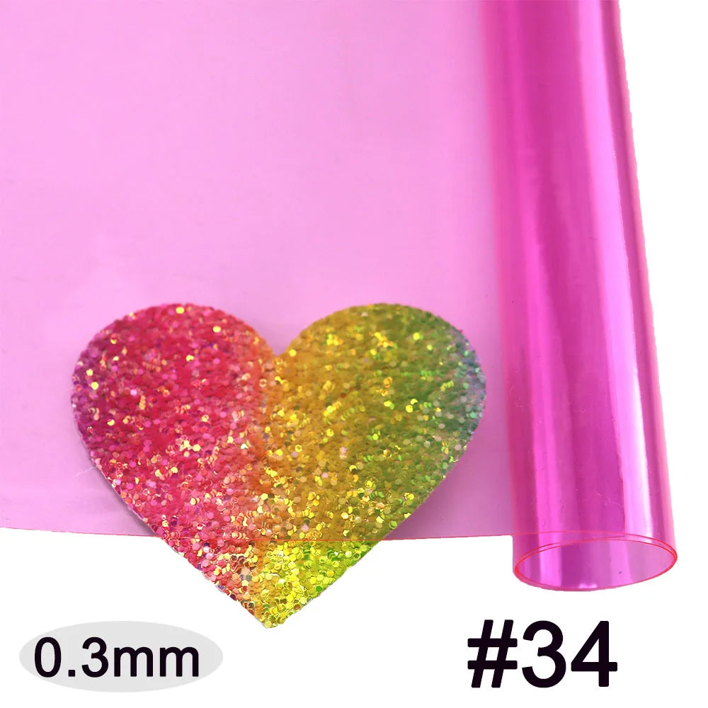 30x120cm Roll Pink Red Orange Blue Clear Transparente PVC Fabric Vinyl Soft Glass Cloth Waterproof For Handbag DIY PV050
