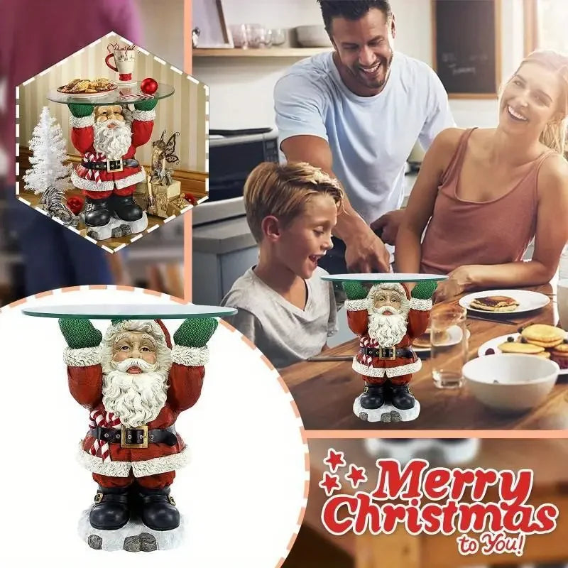 Resin Santa Claus Tray - Battery-Free Holiday Christmas Party Decorations for Festive Parties, Mantel, Sideboard - Durable Indoor/Outdoor Christmas Tabletop Ornaments - Easy to Clean, Exquisite Craftsmanship Design