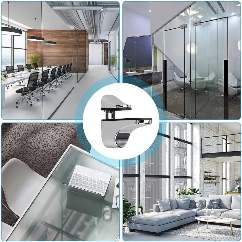 Zinc Alloy Glass Shelf Bracket Wall Mounted Bathroom Support Shelf Brackets Holder Adjustable Wooden Bookshelf Glass Clamps