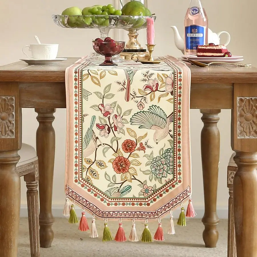 Velvet French Table Runner Farmhouse for Home Kitchen Dining Decor Parties Family Dinners Wedding 1263