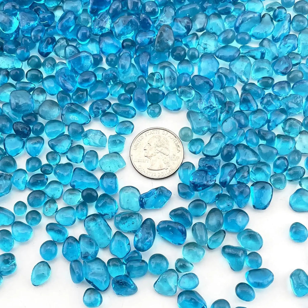 500 grams Aquarium Fish Tank Gravel Light Blue Glass Vase Filler for Fountain Succulent Plant Decorative Rock Pebble Stone