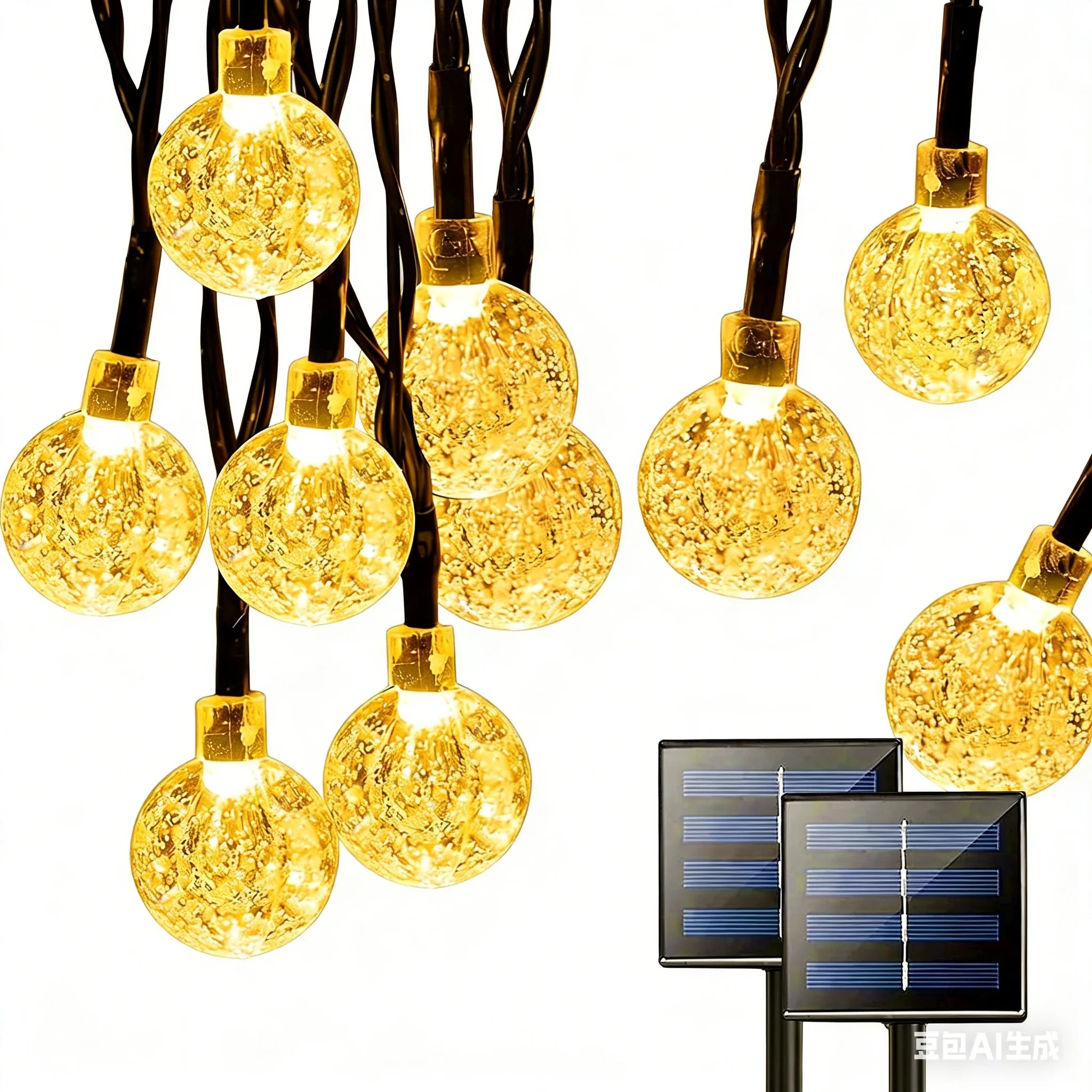 Outdoor Christmas LED String Lights, Waterproof Solar Fairy Lights for Garden, Courtyard & Patio Decoration