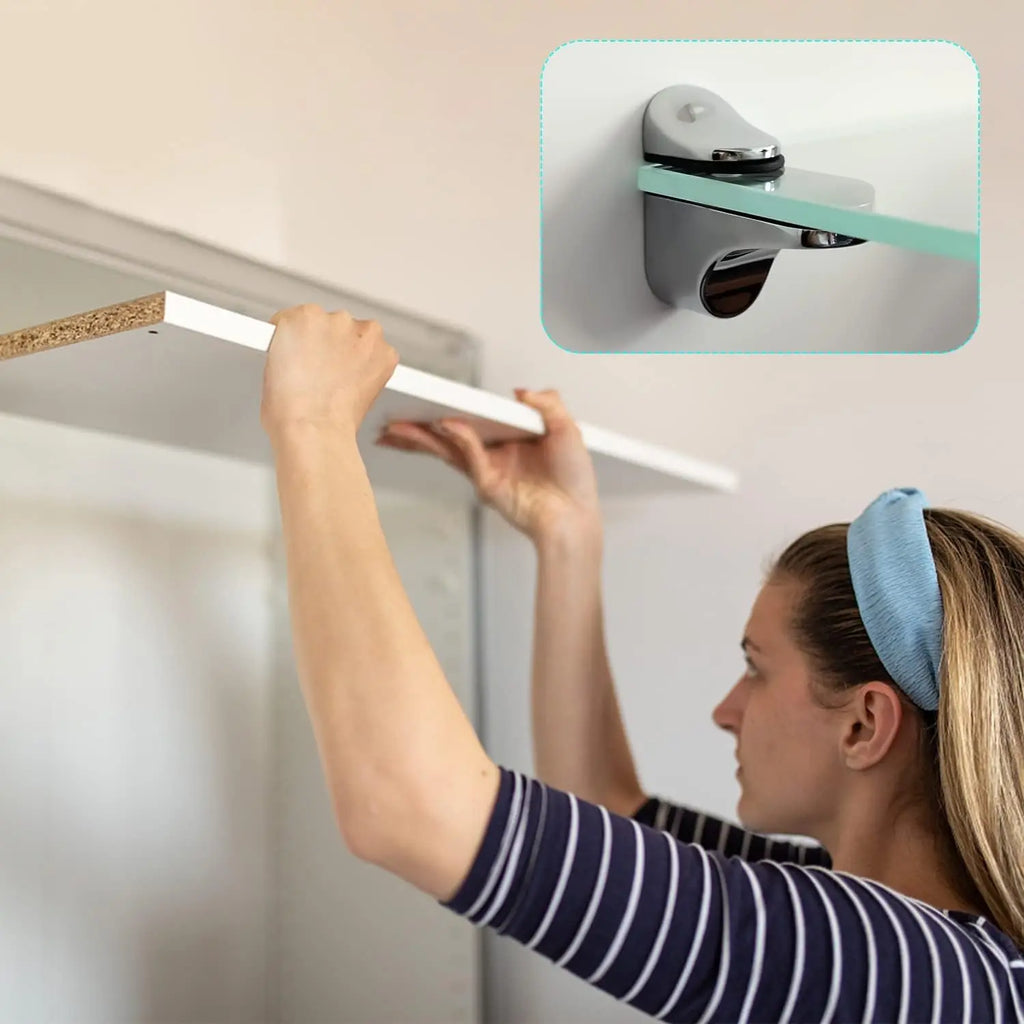 Zinc Alloy Glass Shelf Bracket Wall Mounted Bathroom Support Shelf Brackets Holder Adjustable Wooden Bookshelf Glass Clamps