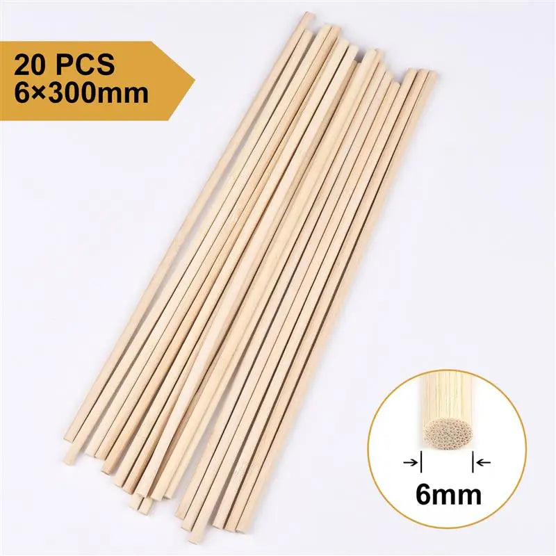 20pcs/50pcs Small Solid Bamboo Stick Diameter 3mm/4mm/5mm/6mm/8mm/10mm/Length 30cm DIY Handmade Building Model Materials Wood