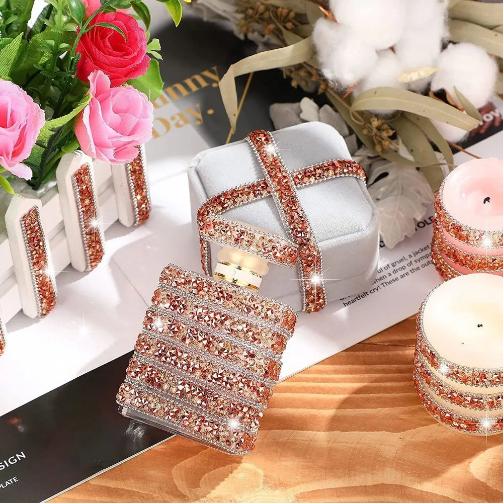 Self Adhesive Crystal Rhinestone Sticker DIY Sticker 1cm Width Diamond Ribbon Bling Crystal Crystal Roll Glitter
