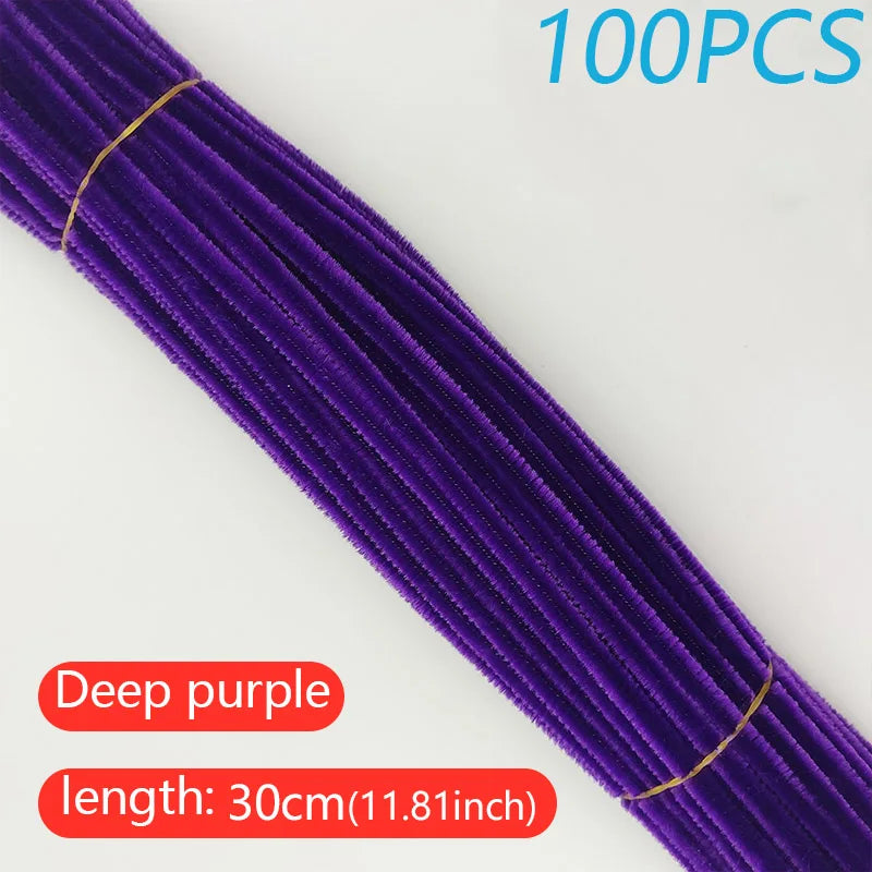 100PCS Colorful Twisted Rod DIY Handcraft Bar Wire Imaginative Wool Root Fluffy Bar Iron Wire Sticks Art Kids Educational Toys