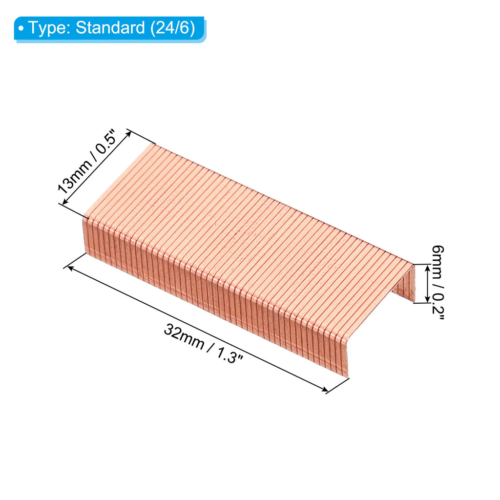 24/6 Staples 2000Pcs 50/Strip Rose Gold Standard Size Jam Free Sharp Chisel Point Stapler Refill for Desktop Stapler Accessories