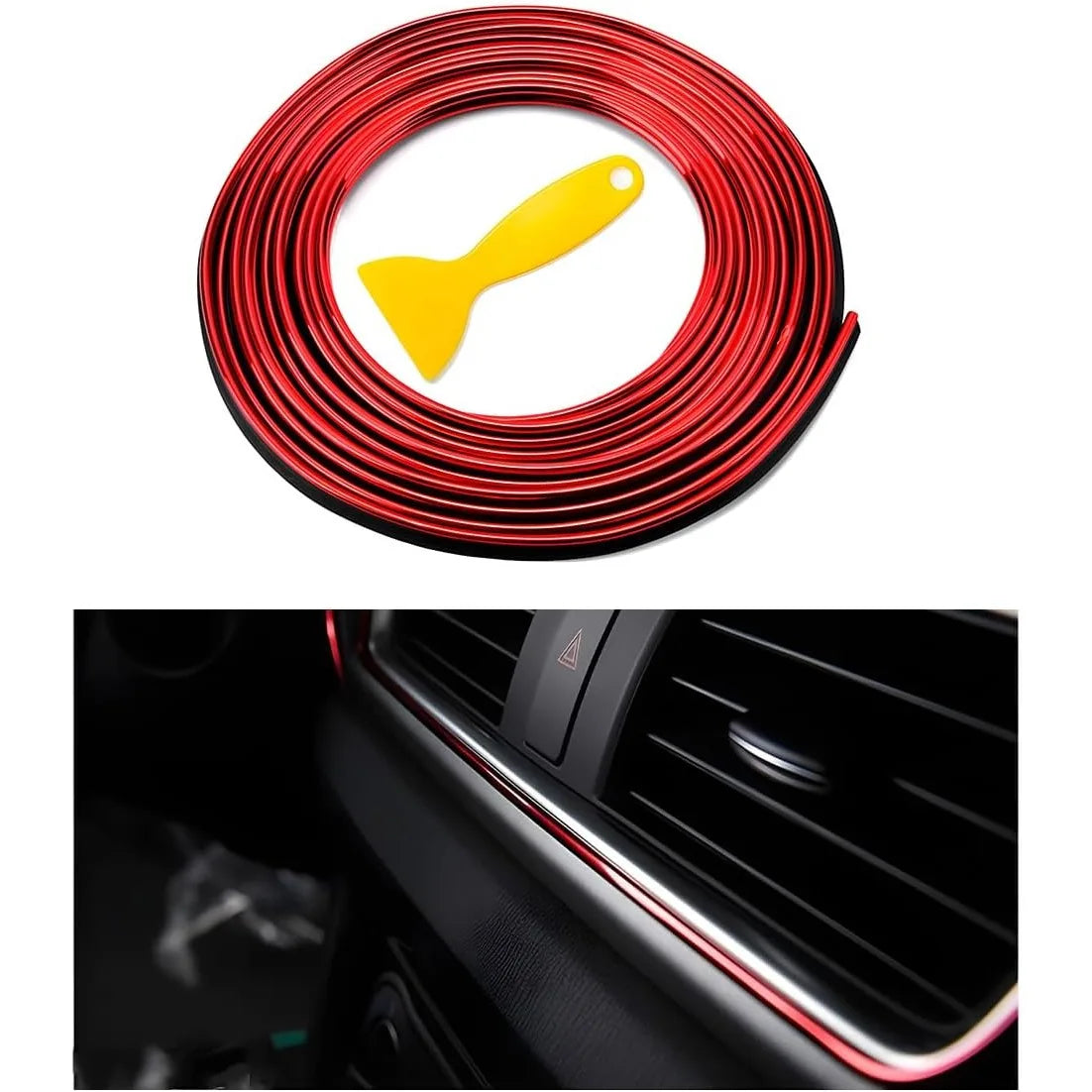 Car Interior Trim Strips, 9.8ft Auto Decoration Styling Door Dashboard, DIY Vehicle Interior Filler Insert Flexible Strip with I