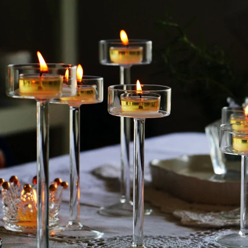 3 piece Glass Candle Holder For Wedding Decorations Candlestick Rustic  Candelabros Vintage Candle Stand Candle Holders Glass