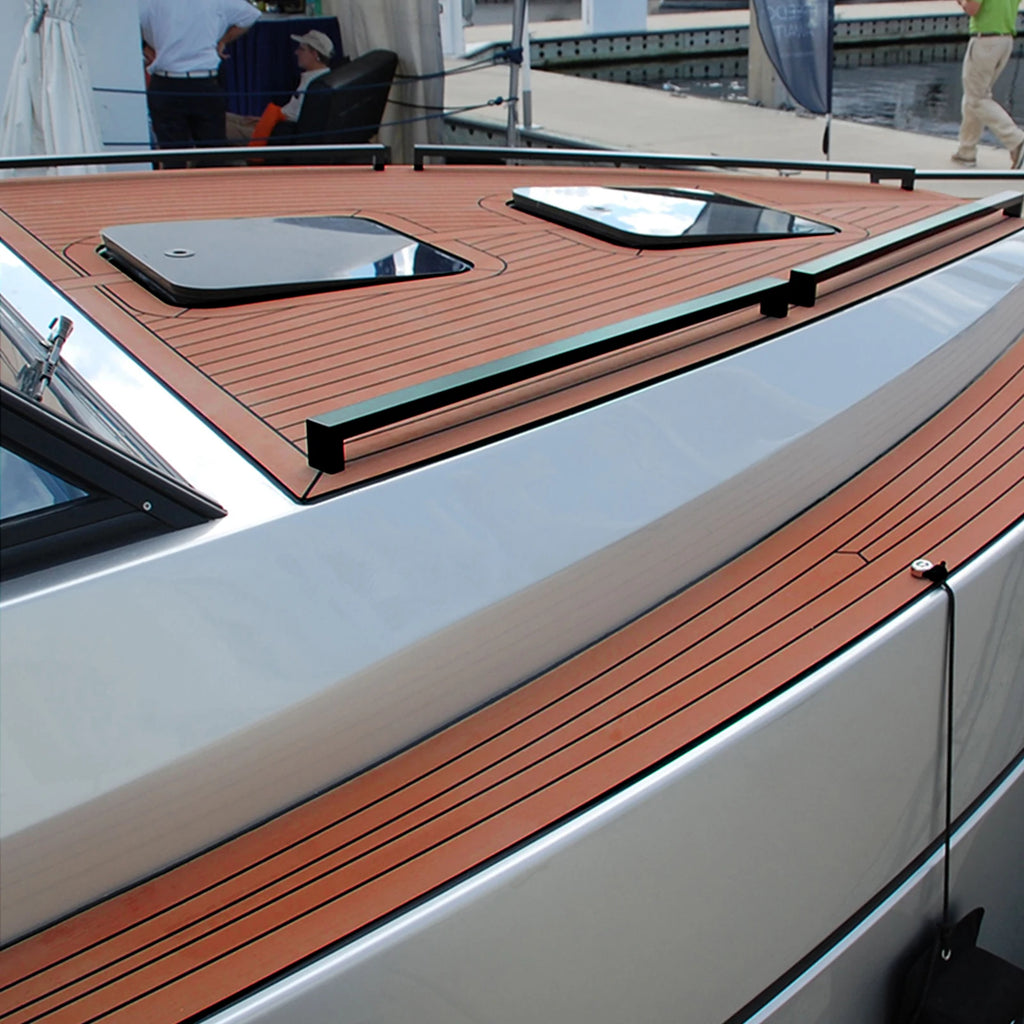 EVA Foam Teak Boat Decking Sheet Carpet Self-Adhesive Marine Yacht RV Boat Flooring Mats Decking Pad 94.5" x 35.4" Brown