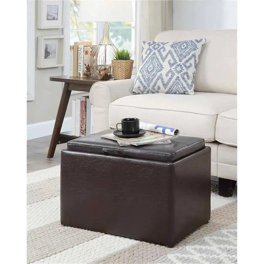Designs4Comfort Accent Storage Ottoman 22.75 Modern Foot Stool with Decorative Tray for Living Room, Dining Room, Office, Den,