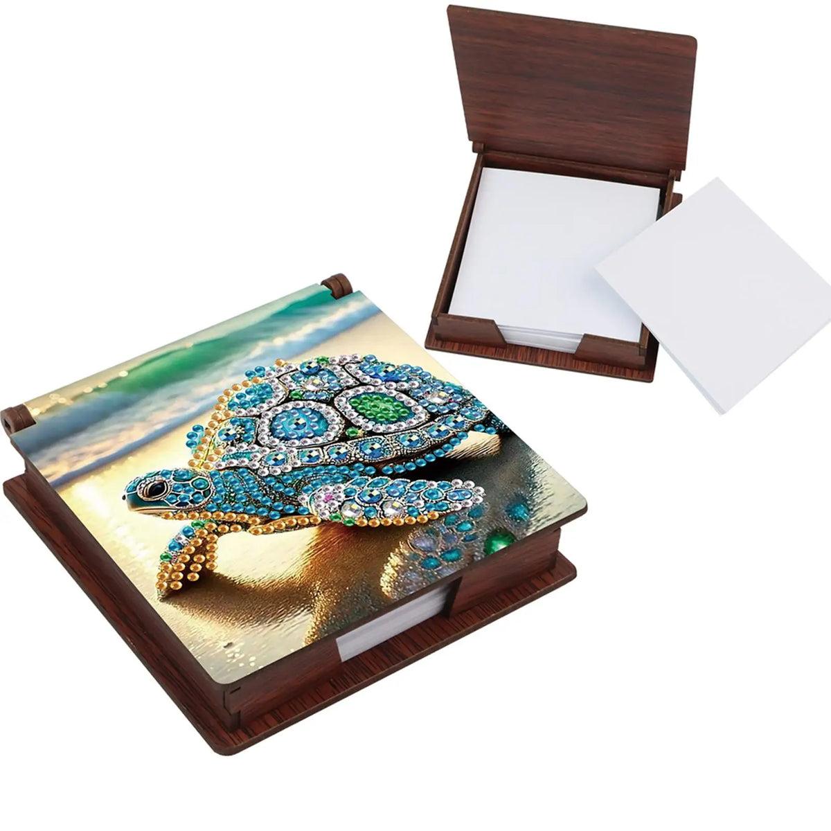 Animals Diamond Art Note Box Contains 160 Sheets of Paper Gem Painting Memo Pad Holder Mosaic Kit Rhinestones Post It Dispenser
