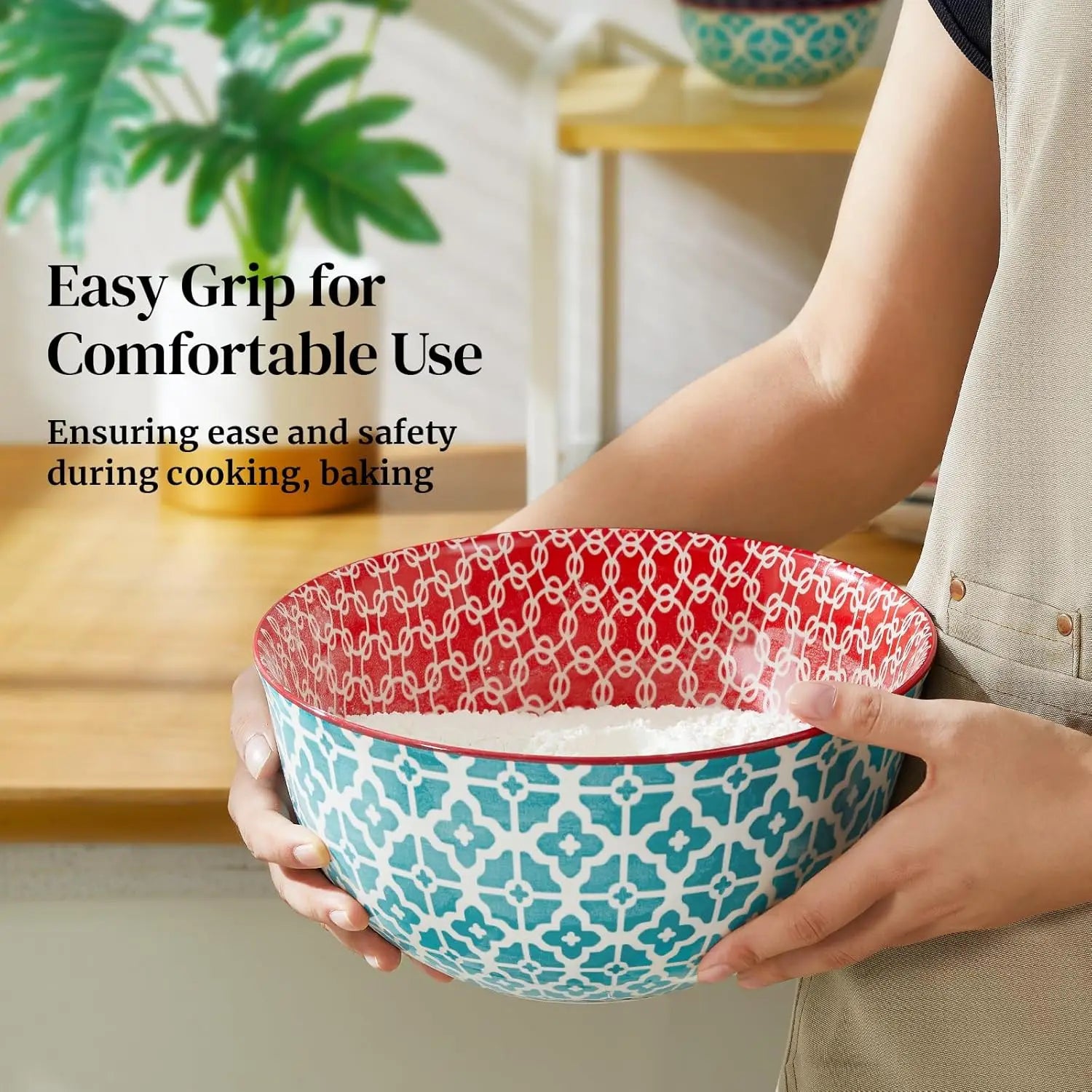 Colorful Ceramic Mixing Bowls Set of 3, Microwave & Dishwasher Safe for Cooking Baking Serving, Housewarming Gift