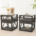 Modern coffee table for Bedroom & Living Room, Tempered Glass&Rustic Wood Grain MDF, Industrial Style coffee table