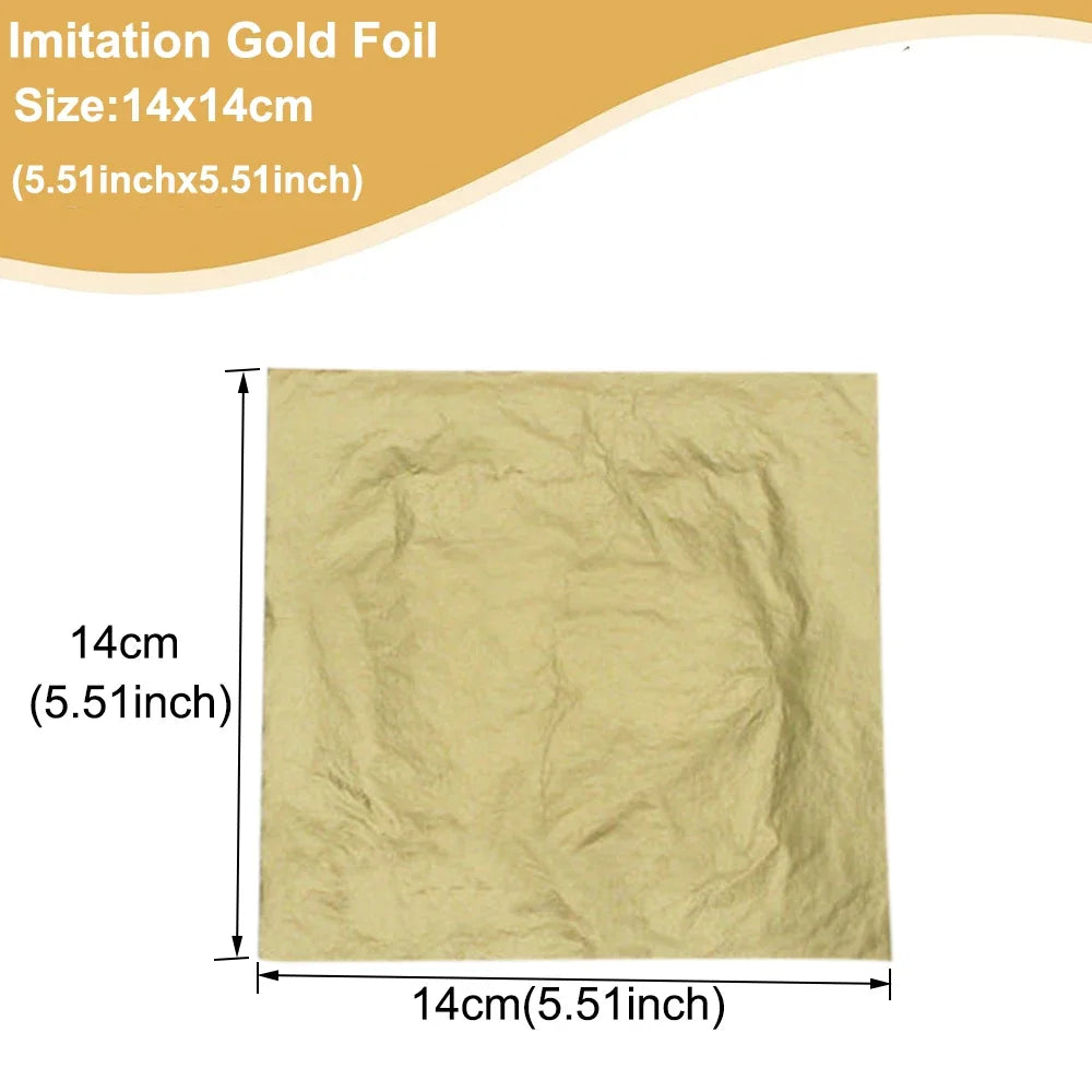 100pcs Imitation Gold Sliver Copper Foil Paper DIY Resin Candle Plaster Craft Leaf Flake Gilding Sheets Art Nail Home Decoration