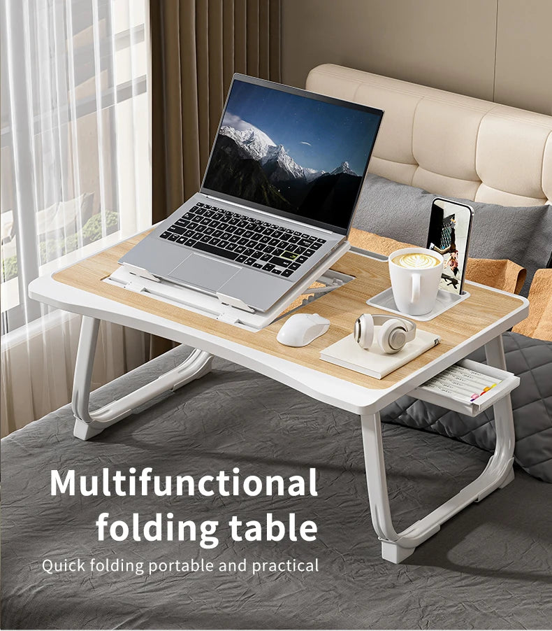 Foldable laptop desk, desktop lifting laptop rack, reading laptop desk, home breakfast tray office desk, study desk with drawers