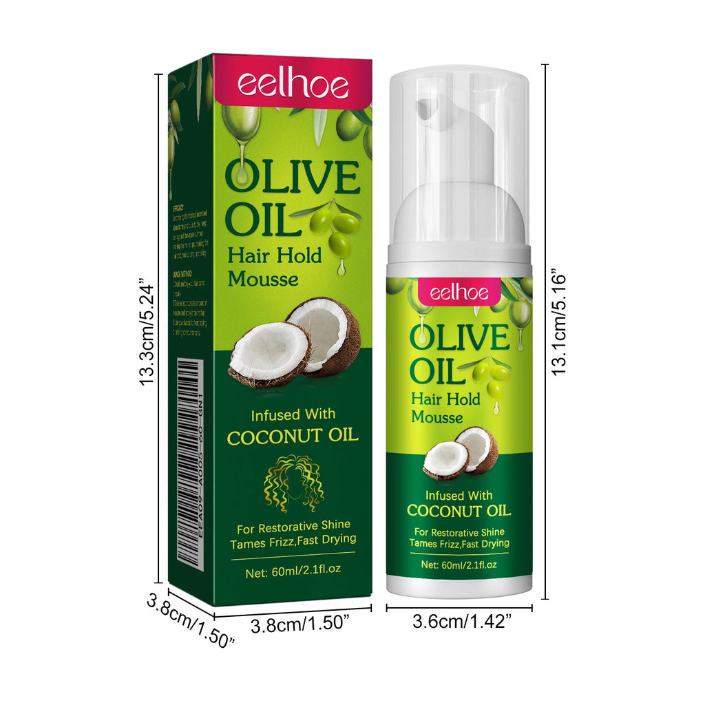 Olive Oil Hair Hold Mousse Anti Frizz Lasting Nourishing Natural Hair Wave Curl Fluffy Hairspray Hair Hold Spray for Hairstyle