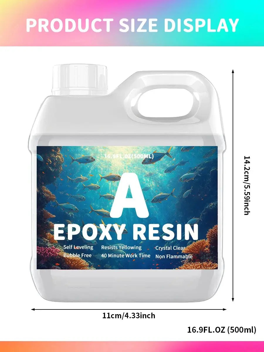 Fast Curing Clear Epoxy Resin Set 500ML - Bubble-Free for DIY Art & Gift Making