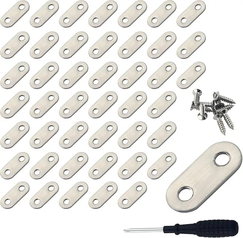 5 Pcs Stainless Steel Flat Metal Fixing Corner Brace Bracket, (Silver)16size for Furniture, Wood, Shelves, Cabinet