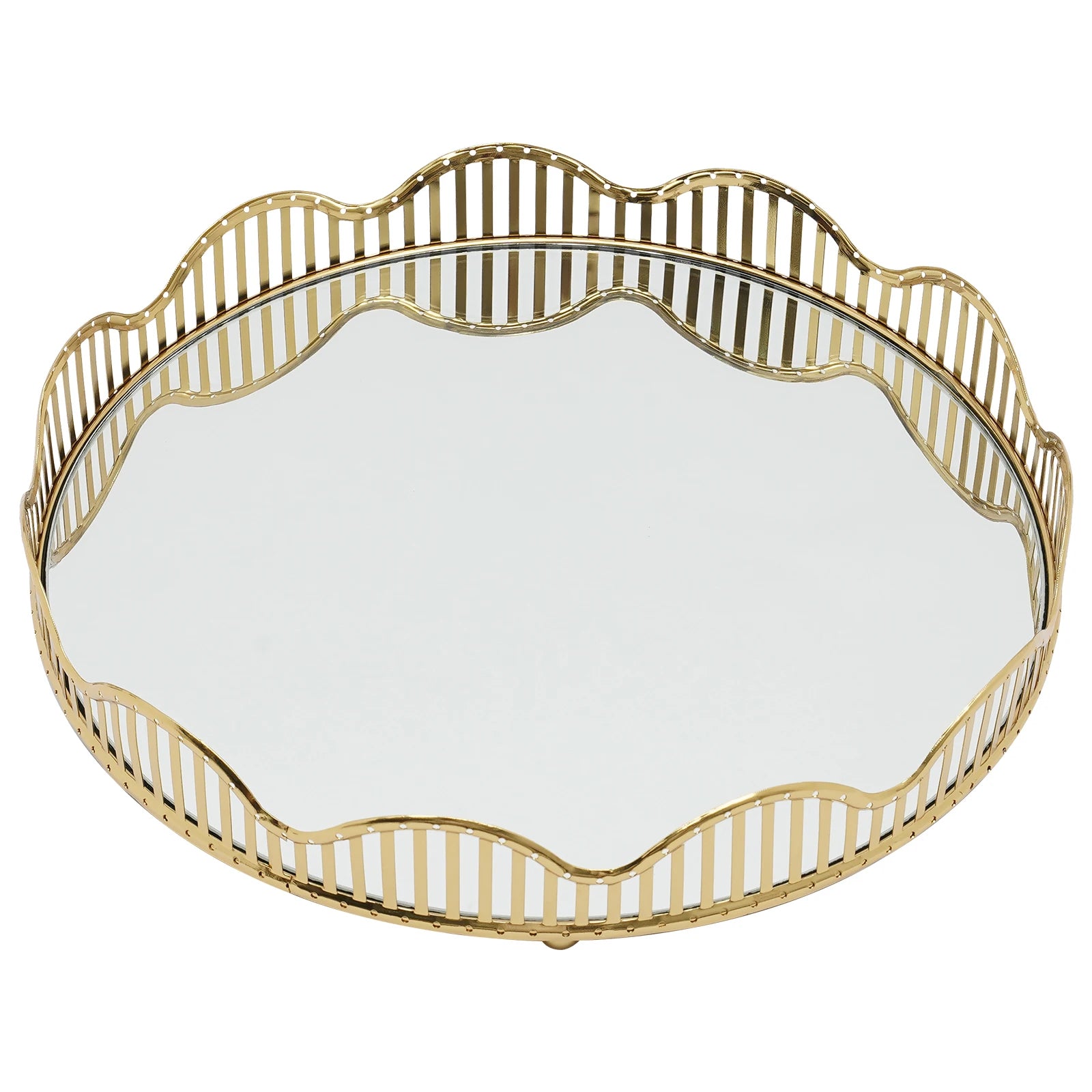 Serving Tray, Large Round Gold Mirror Tray 31.5x6cm, Cosmetic Makeup Organizer for Perfume, Decorative Tray