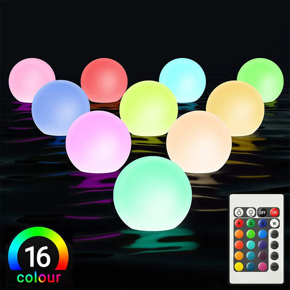 LED Glowing Ball Night Light Remote Control Outdoor LED Garden Ball Light Swimming Pool Luminous Ball for Garden Yard Pool Decor
