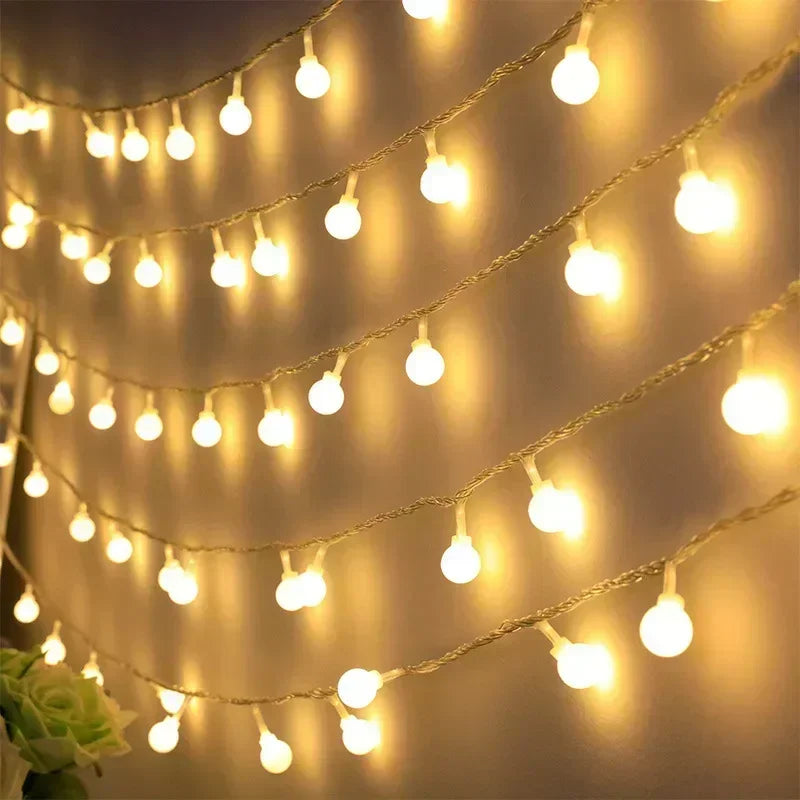 Ball LED String Lights Outdoor Ball Chain Lights Garland Lights Bulb Fairy Lights Party Home Wedding Garden Christmas Decoration