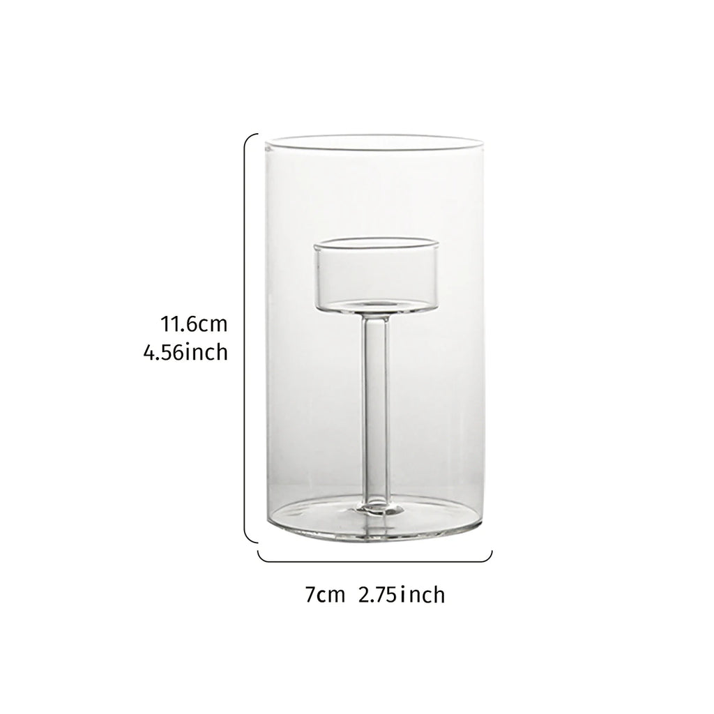 1PC, simple glass candlestick for home decoration. Made of transparent glass. Suitable for wedding and other table decorations.