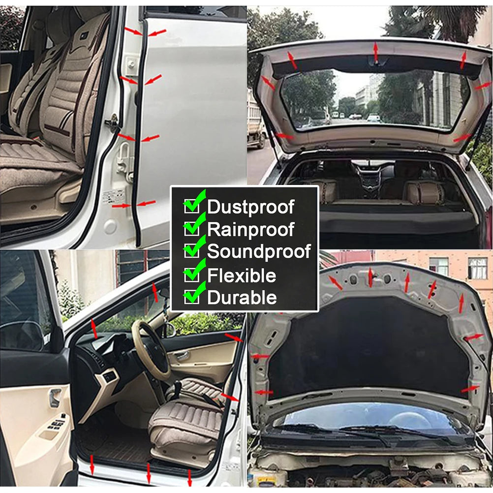 DType Rubber Car Body Seal Strip Sealing Weatherstrip Universal Anti-Noise Soundproof Waterproof Seals Door Trim Protector Guard