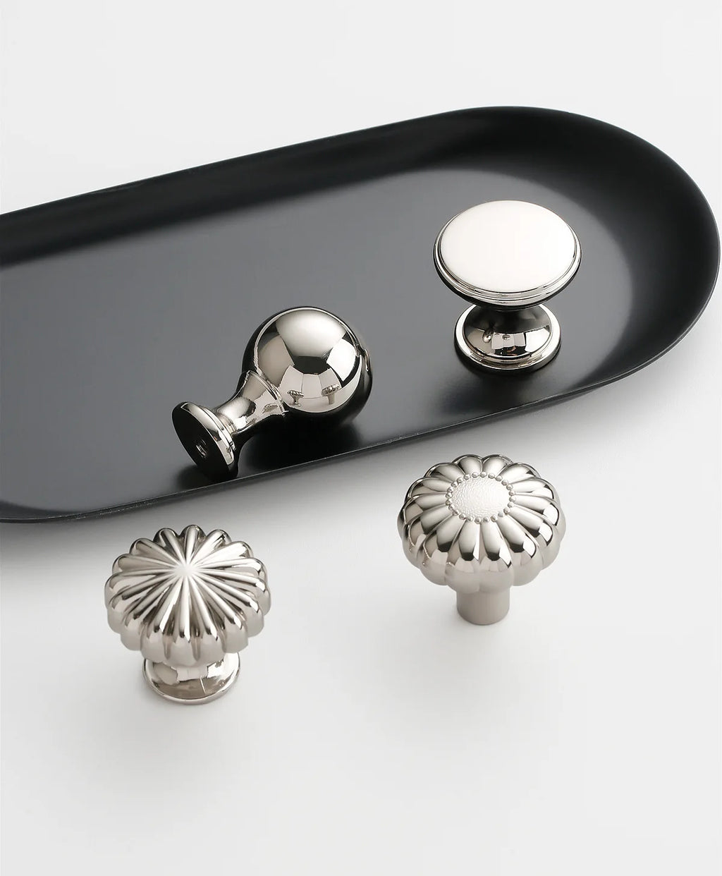 French titanium-silver cabinet door handle Solid zinc-alloy Cupboard & wardrobe pulls single-hole drawer knob  Furniture handle