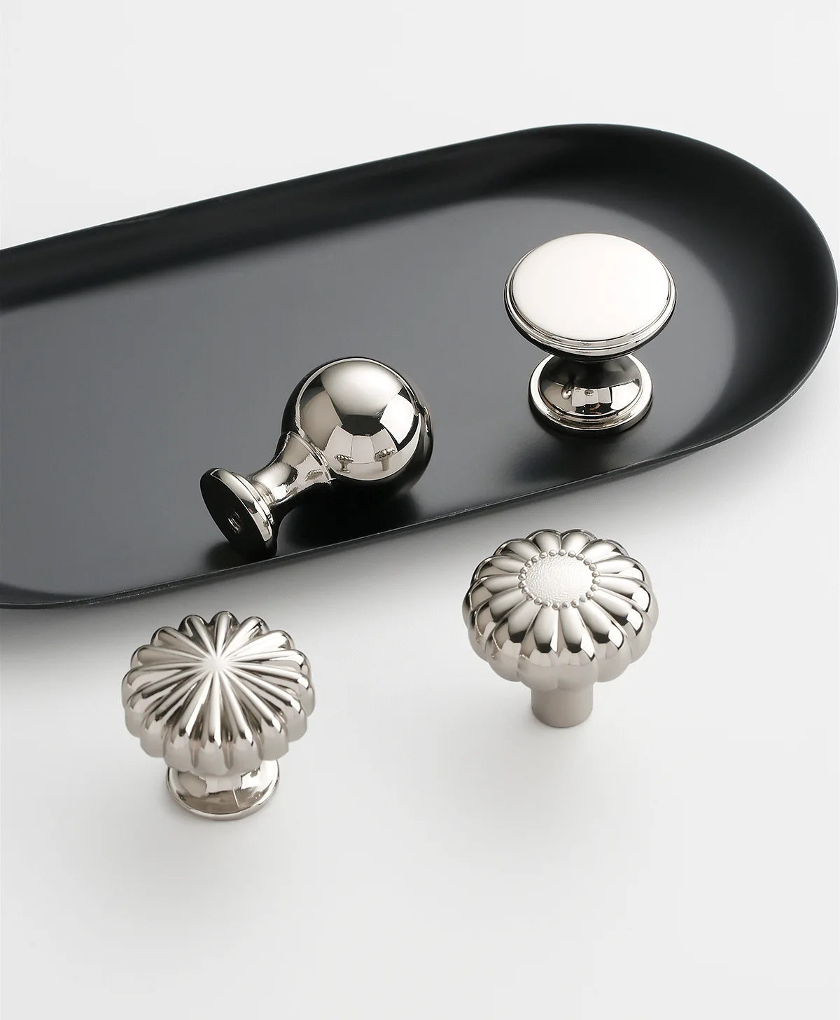 French titanium-silver cabinet door handle Solid zinc-alloy Cupboard & wardrobe pulls single-hole drawer knob  Furniture handle