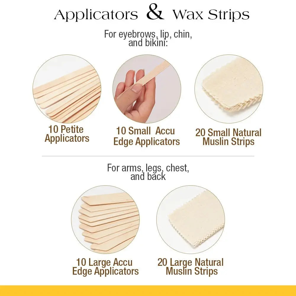 Starter Waxing Kit with Wax Warmer, Pre & Post Care, Muslin Strips, and Applicator - At-Home Hair Removal for Face, Body, Arms,