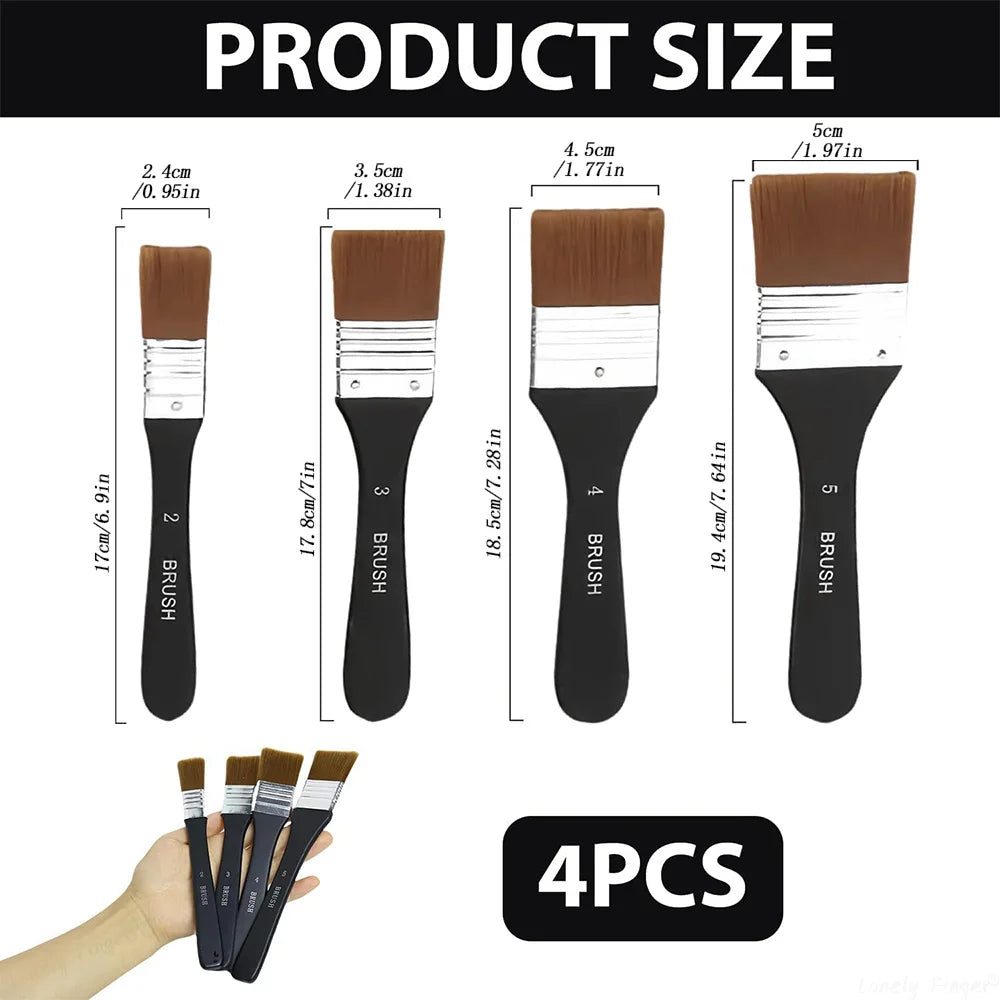 Paint Brush, Flat Bright Paint Brushes Craft Basecoating Paint Brushes with Wooden Handle for Acrylic, Oil, Watercolorercolor