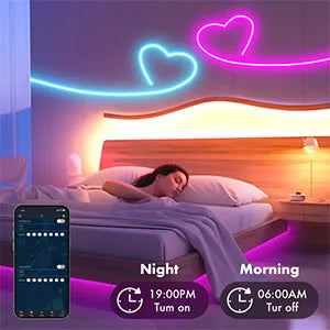 LED Neon Rope Lights 50ft RGB Strip Lights App Remote Control Music Sync Flexible Neon Strip Lights for Bedroom Outdoors Decor